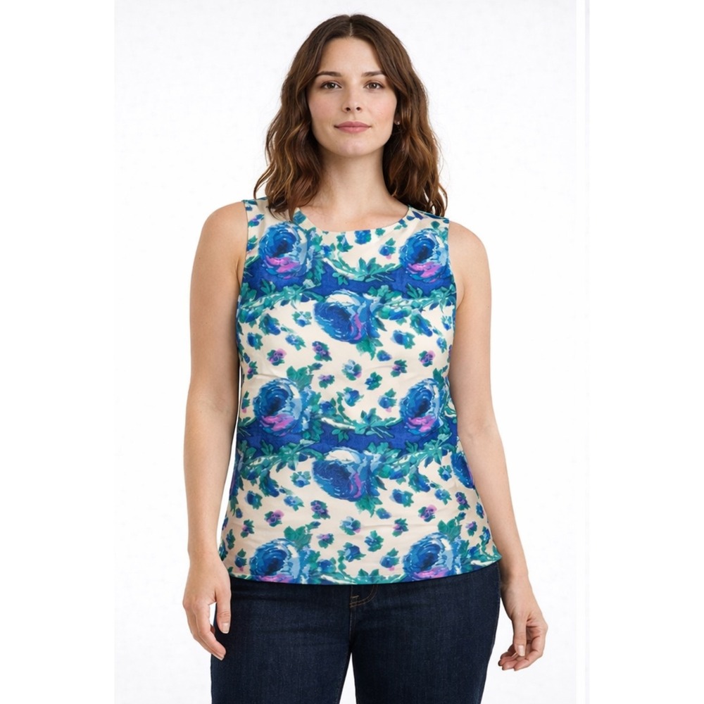 Talbots Silk Rose Sleeveless Top Women's Size 12 Floral Bohemian Colorful Shell